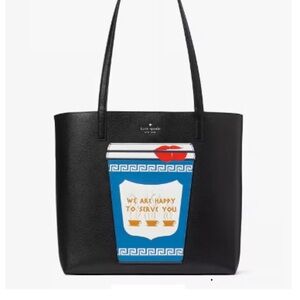 Kate Spade Coffee Cup Graphic Tote Bag NWT